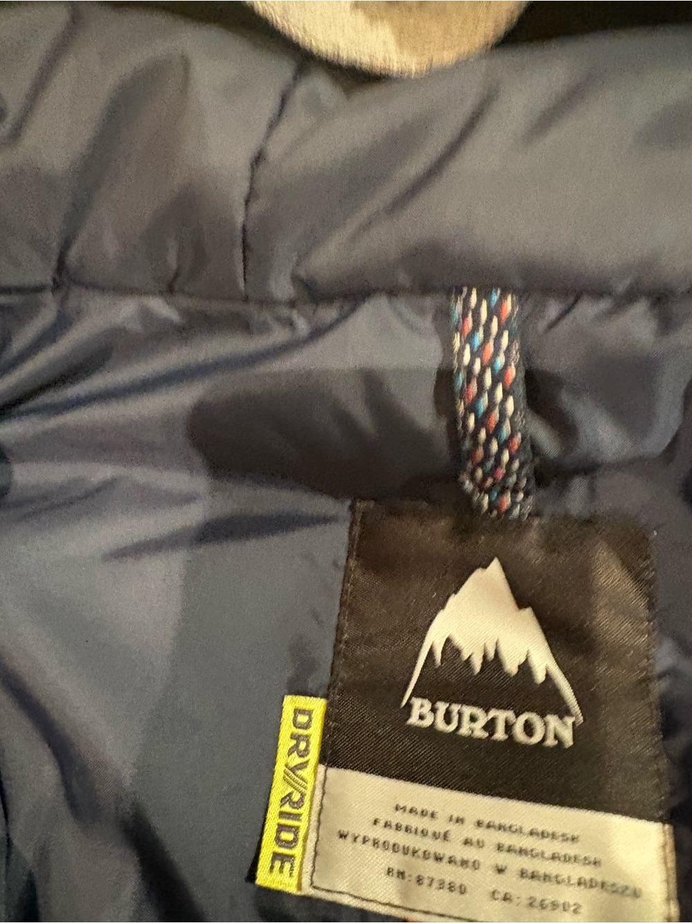 Burton Kids Hooded Puffer Jacket in Olive Green with Orange Accents - Picture 4 of 6